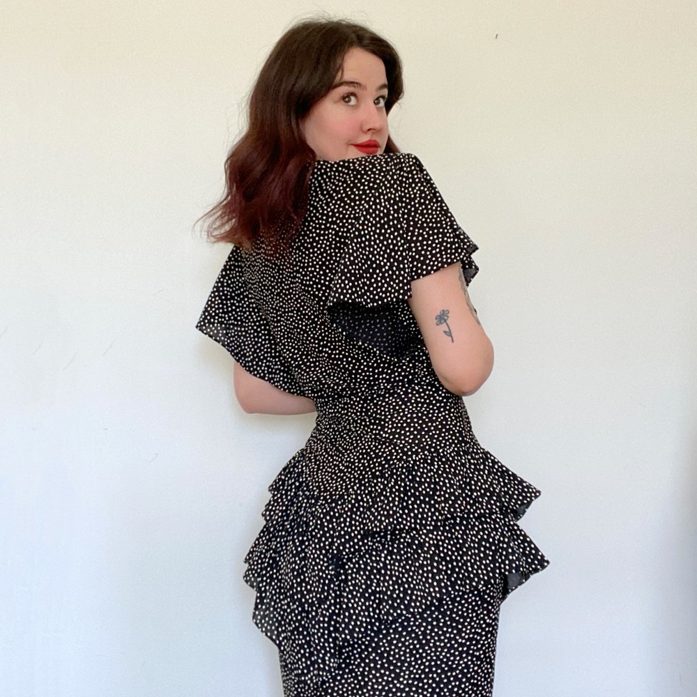 Gorgeous 70s Peplum Dress - Picture 1 of 3